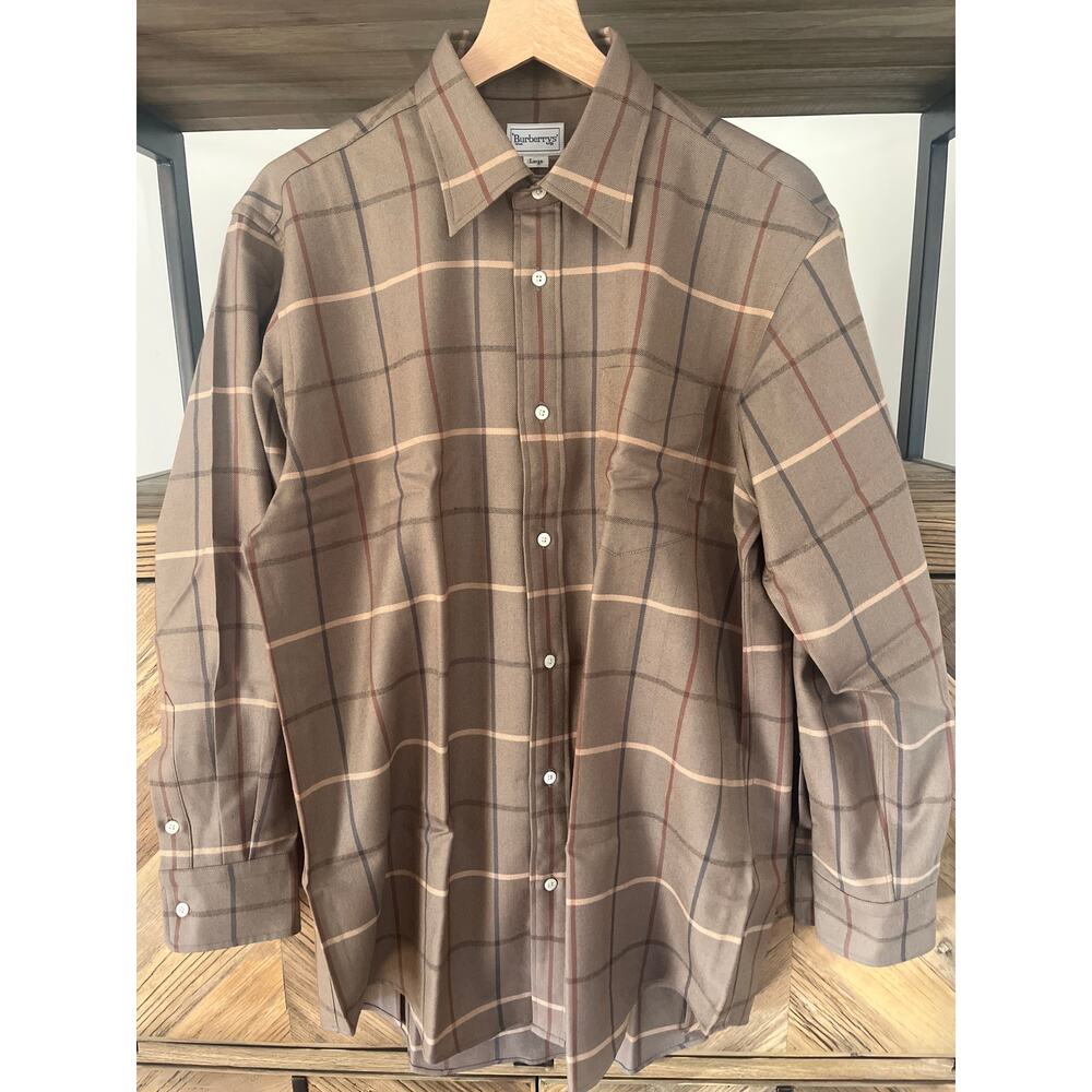 Vintage Burberry Japan 100% Wool Plaid Shirt Mens Large - Rare Pattern, Woolmark